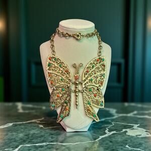 Juliana Delizza & Elster Butterfly Swallowtail Necklace-Vintage Runway-Statement
